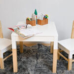 Kids study tables and 2 chairs in white colour