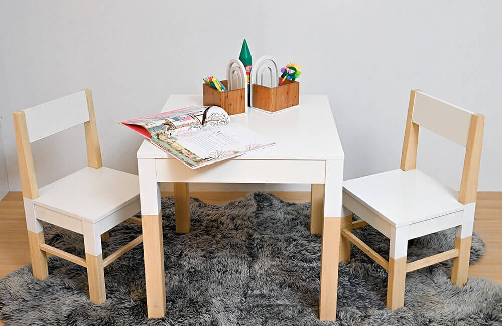 Kids study tables and 2 chairs in white colour