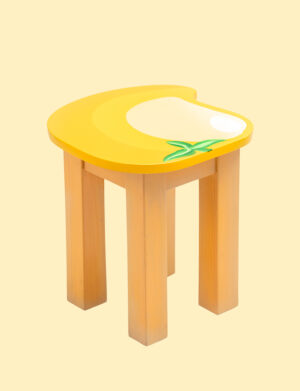 a stool with a painted mango design