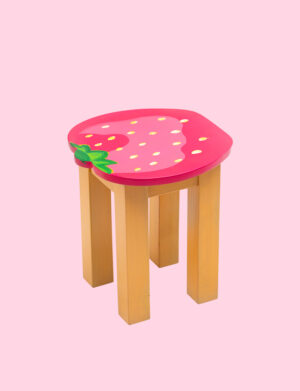 a Strawberry shape chair with wooden legs