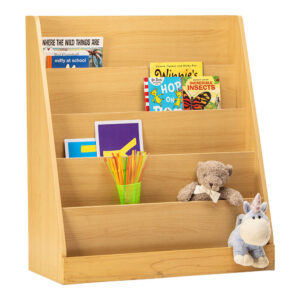 Playfurn's Wooden Koshish Shelf with books and toys for Kids