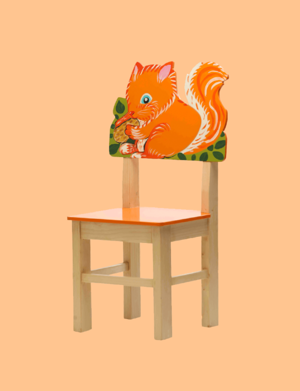 a chair with a squirrel on it