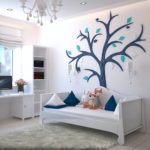 White Sofa for Child with wall painting