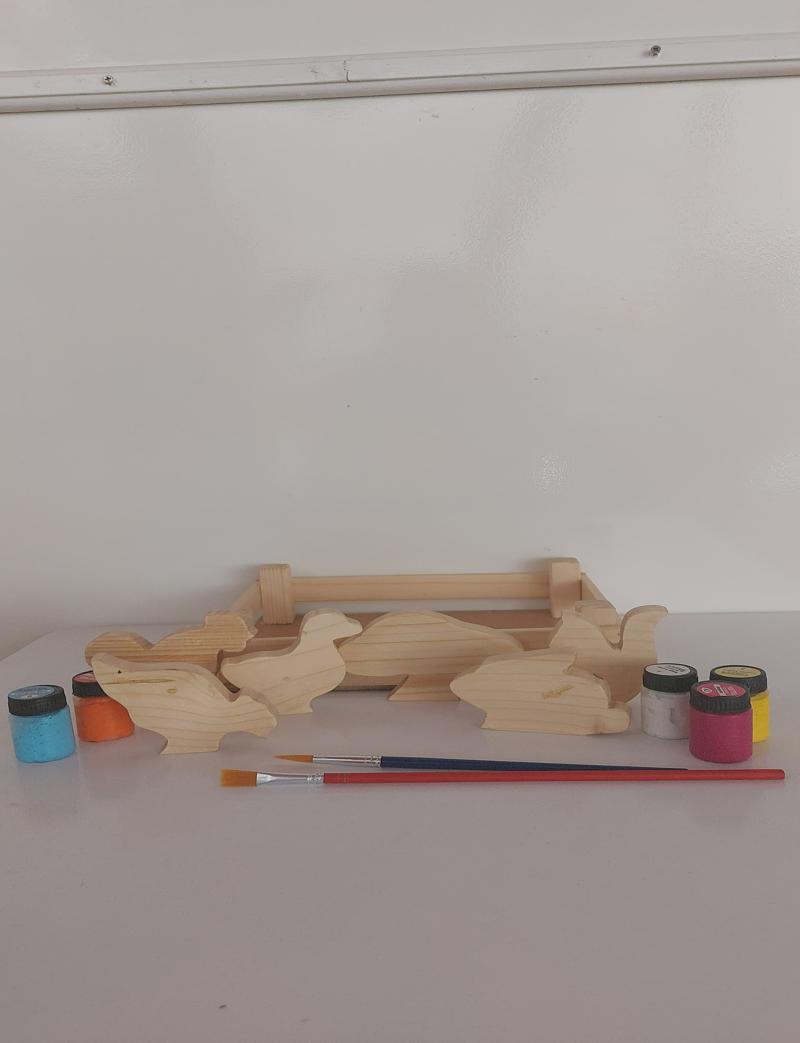 Wooden Animals (Domestic) in Wooden Crate